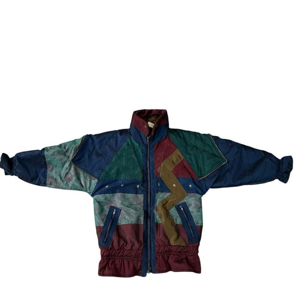 Vintage Otello Pelle Multicolor Quilted Jacket Jewel Tones Ski Winter size S?